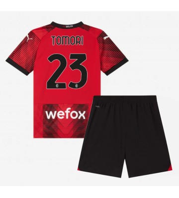 AC Milan Fikayo Tomori #23 Primera Equipación Niños 2023-24 Manga Corta (+ Pantalones cortos)